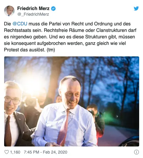 Tweet von Friedrich Merz, 24. Februar 2020. Quelle: Twitter